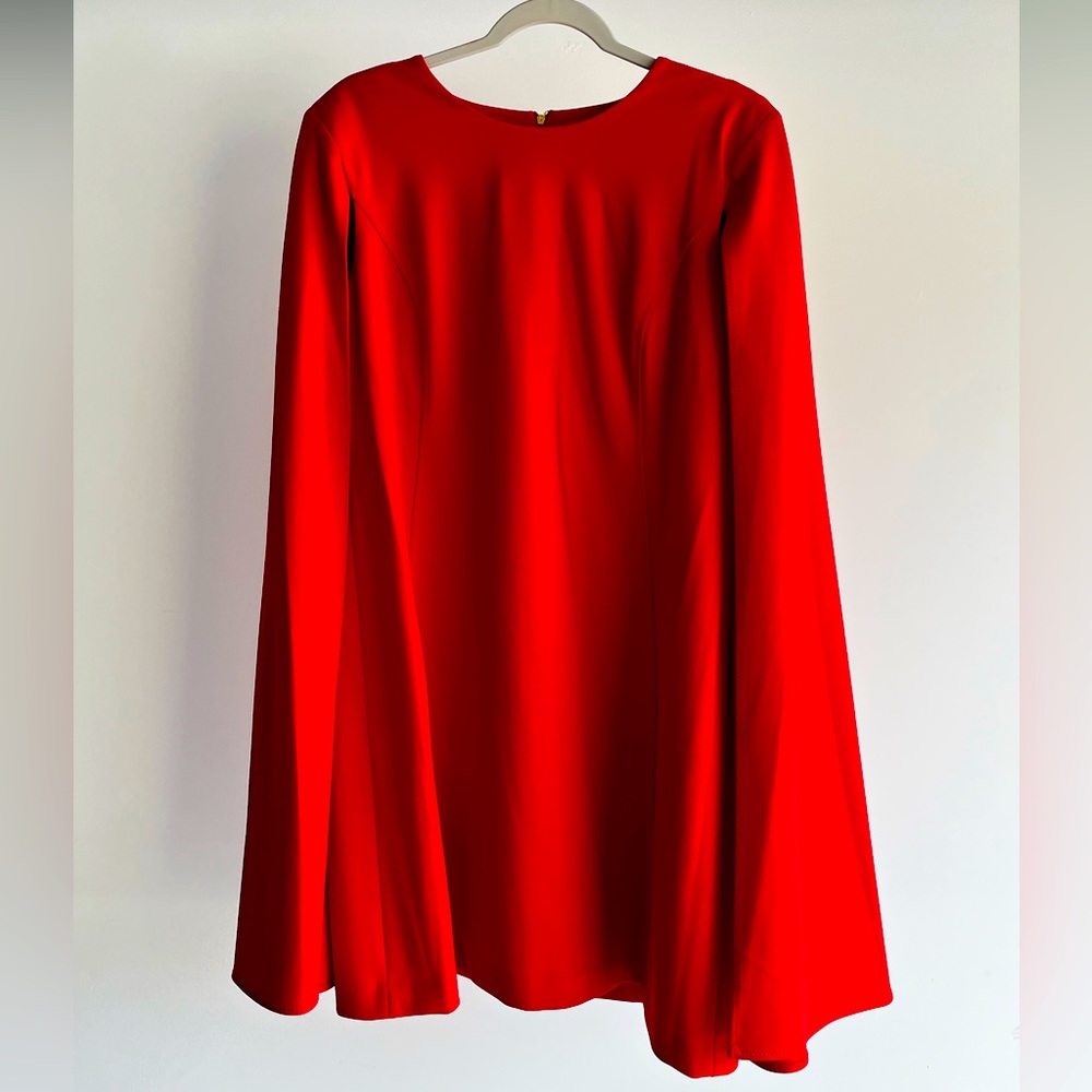 Calvin Klein Red Cape Dress (Size 14)